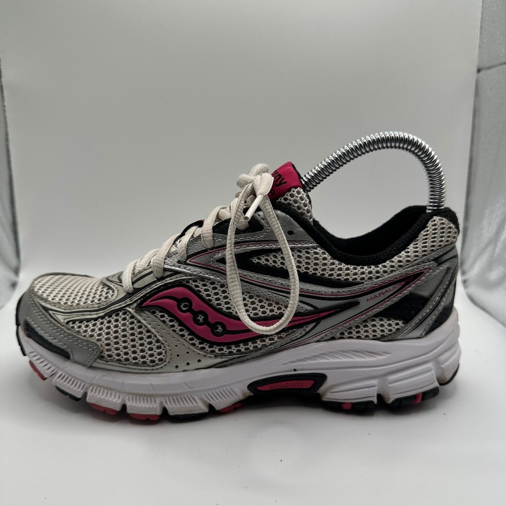 Saucony Marauder Running Shoes Womens 7 Silver Pink Good Mesh Grid S15420-11